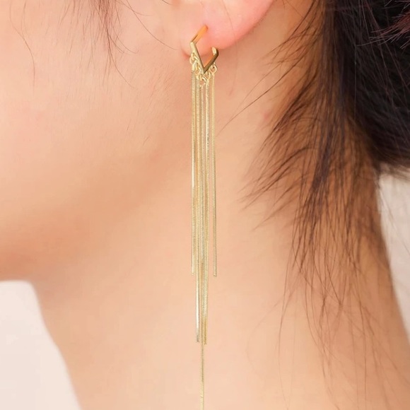 🌟18K gold plated long tassel earrings - Picture 2 of 4